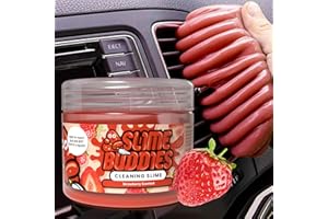 Slime Buddies Cleaning Gel | Strawberry Scented | Car Interior, Cup Holder, & Keyboard Detailing Tool | Reusable Slime | Putty for Loose Dust & Dirt