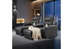 Chorlenimi Home Theater Seating Oversized Loveseat Recliner Chair Ultra-Comfortable Reclining Chair Power Recliners Chairs with Electric Recliners for Living Room(Black,Row of 2)