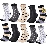 BambooHop Crew Socks for Women, 6/10 Pairs Thin Cotton Socks | Elastic Cuff Reinforced Heel and Toe, Cotton-Rich Comfort for Daily Routines, Gift Office Home Travel Commuting