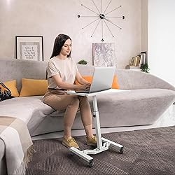 SHW Mobile Height Adjustable Laptop Rolling Cart