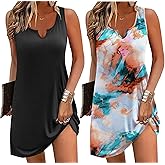 Ekouaer Nightgowns for Women 2 Pack Tank Night Gown Sleeveless Sleep Shirt V Neck Chemise Soft Night Shirt Ladies Sleep Dress