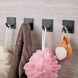 JS Self Adhesive Black Hooks 6 Pack Stainless Steel Towel Holder No Drill Wall view 2