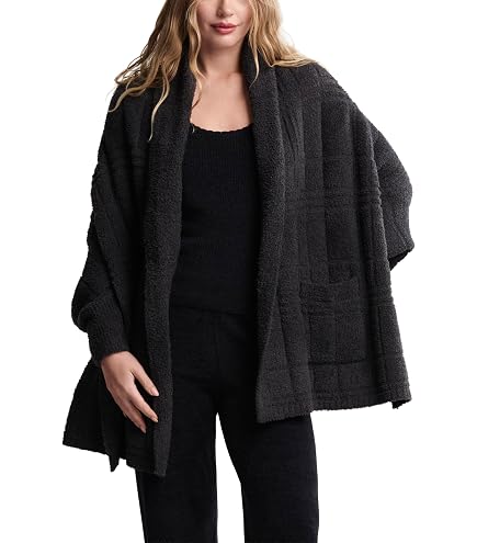 BarefootDreams Bamboo Chic Lite Weekend Wrap - Black,One Size at