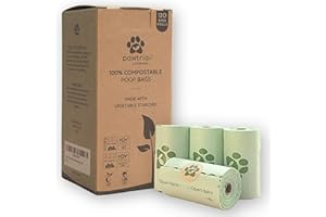 PAWTOPIA Pawtria Certified Home Compostable Dog Poop Bags (120), Poop Bags for Dogs, Cat Litter, Vegetable Starches, Dog Waste Bags, Leakproof, Easy to Open, Give Back