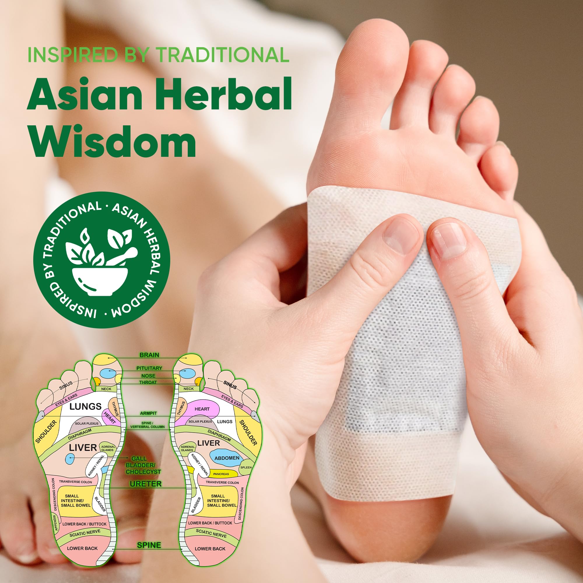 Natural Cleansing Foot Pads - Ginger Mugwort Bamboo Vinegar - Premium Foot Care - Relieves Stress and Fatigue - Improves Sleep and Supports Body Cleansing - 30 Pads (Pack of 1)