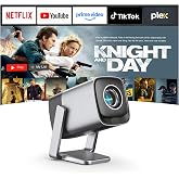 TOF Real-time Focus Mini Projector with WiFi and Bluetooth, XuanPad Smart Projector Compatible with Netflix, Dolby Audio&amp; Keystone 1080P Projector with 210&deg; Rotatable Stand