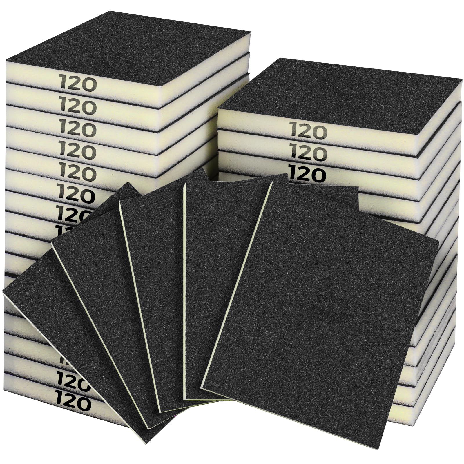 Sruhrak 18 PCS Sanding Sponge Set 120 Grits, Flexible Sanding Pads Wet Dry Reusable Sanding Block Sandpaper Block for Wood, Plastic, Drywall and Metal Polis