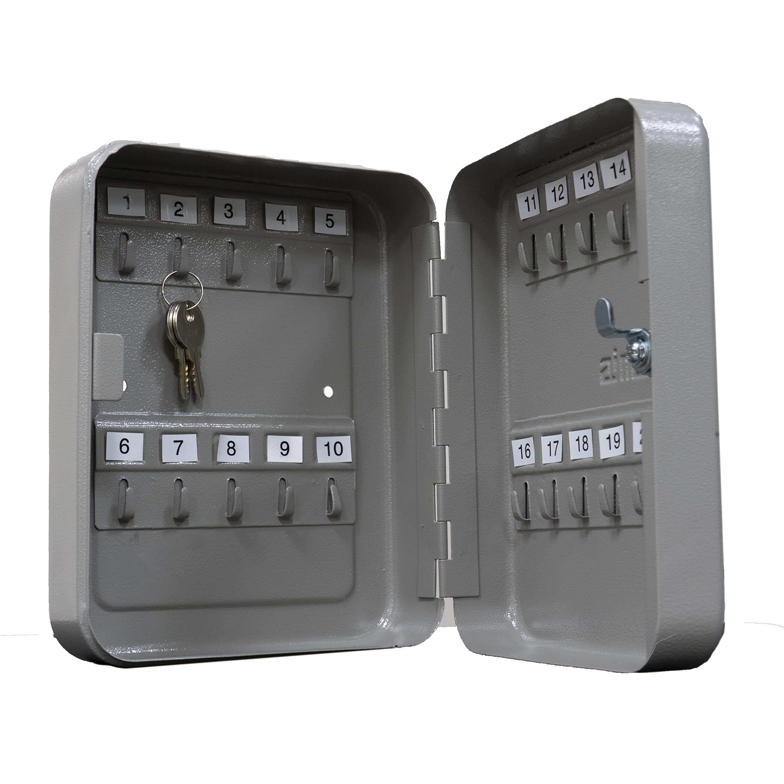 Amig - Mod.2171 Epoxy Grey Steel Wall Key Cabinet with Security Lock and 2 Gross Keys, Key Fob Capacity for 45 Keys, Dimensions: 300 x 240 x 70 mm