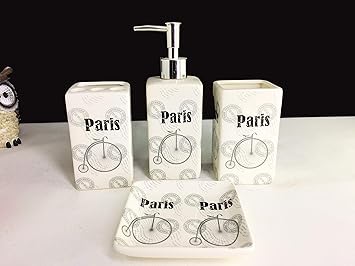 Go Hooked Ceramic Designer Bathroom Set Beautiful Bathroom Accessories Set Soap Dispenser Toothbrush Holder Soap Dish Tumbler 4 Piece Set Amazon In Home Kitchen