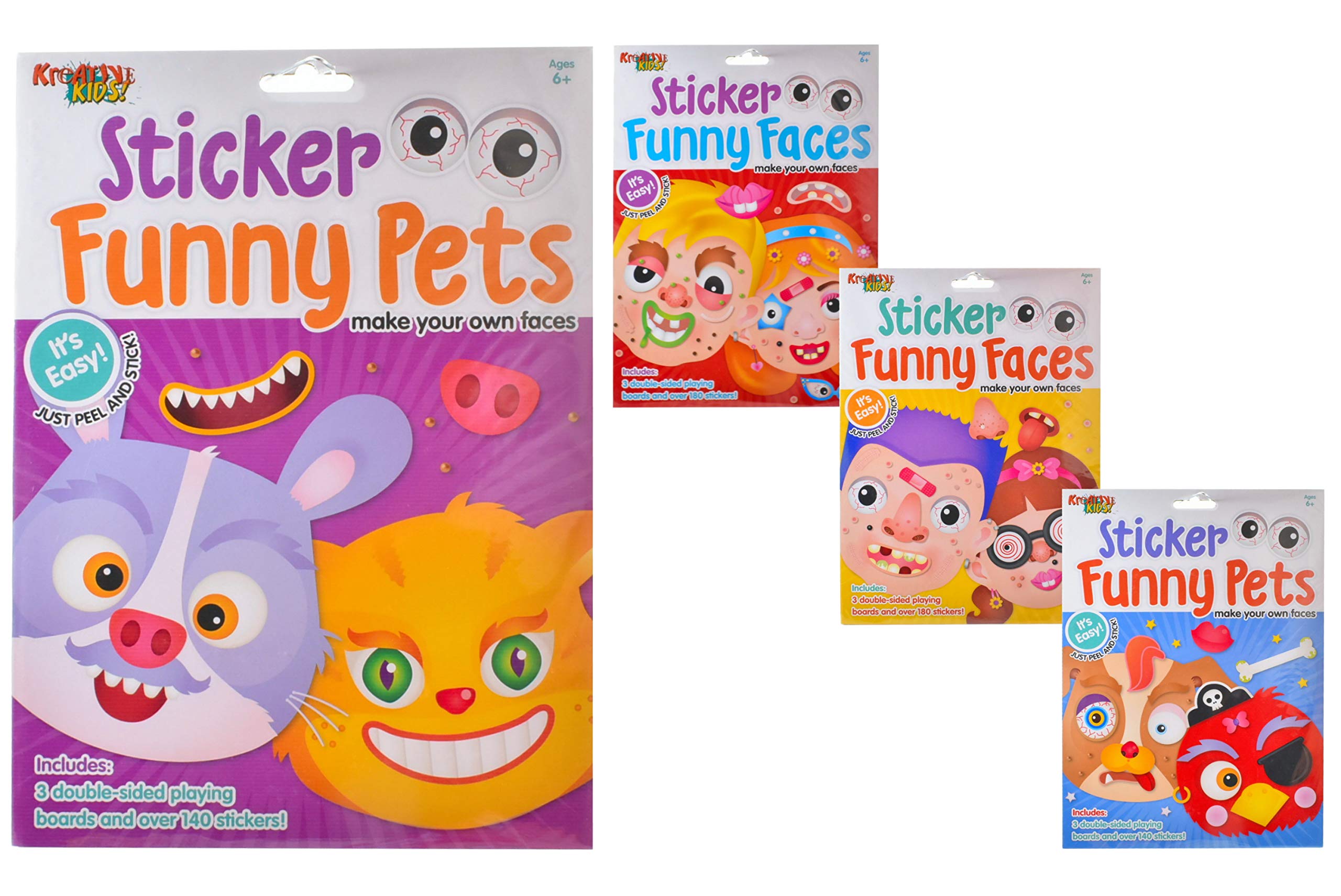 Kreative Kids Sticker Funny Faces & Pets Craft Kit | 1 of 4 Assorted Designs