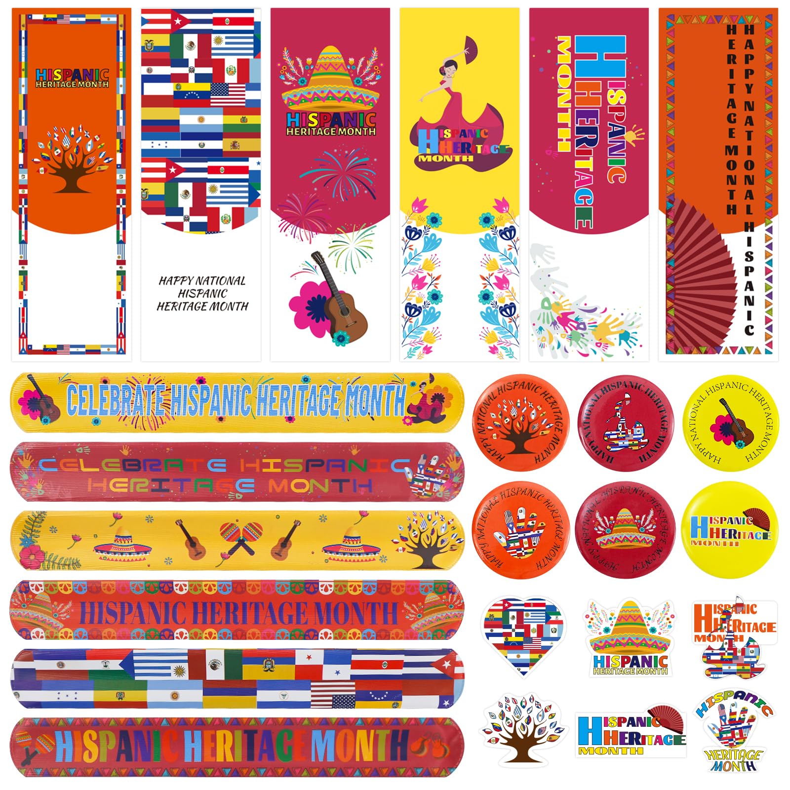 Photo 1 of 120 Pcs Hispanic Heritage Month Decorations Giveaways Bulk, National Hispanic Heritage Month Accessories, Latino Heritage Month Party Favors for Spanish Festival Supplies Celebrations Gifts Prizes