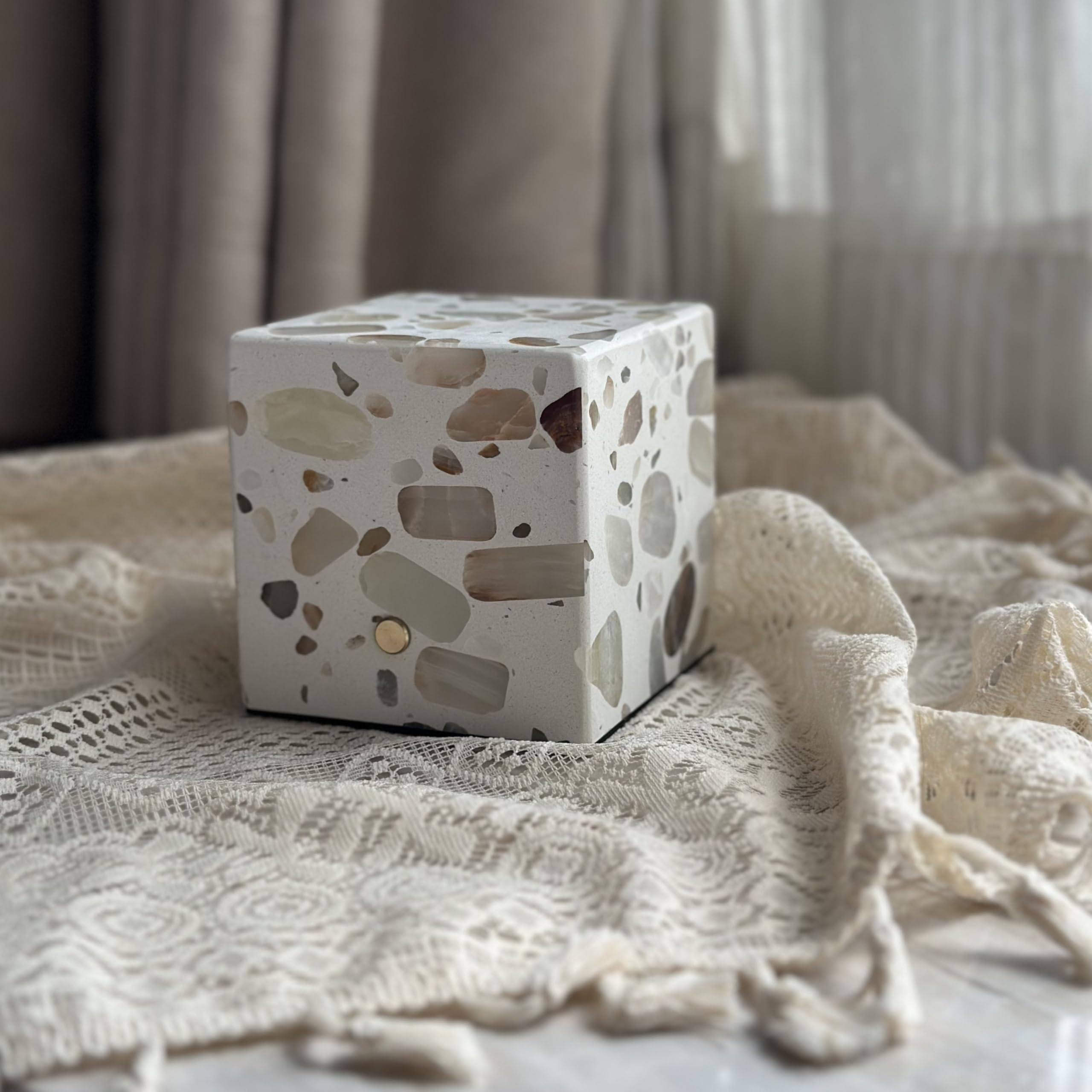 Photo 1 of 2025 New Ivory White Small Table Lamp,Stone Material, Cordless Table Lamp,3.5"Rechargeable Table Lamp ,Battery Operated Bedside Lamps,3 Colors Touch Dimmable for Bedroom Bathroom Bar Kitchen?Cube?