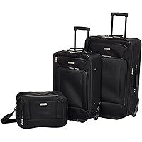 American Tourister Fieldbrook XLT Softside Upright Luggage, Black, 3-Piece Set (BB/21/25)