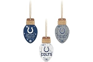 FOCO Indianapolis Colts NFL 3 Pack Wooden Holiday Lights Ornament Set