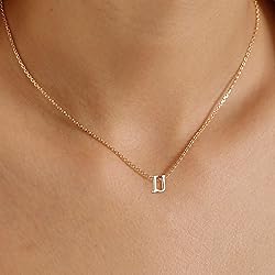 Tiny Alphabet U Necklaces for Women, 14K Gold