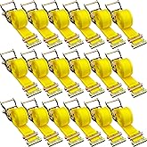 VEVOR 18PCS E Track Ratchet Strap, 2" x 15'E-Track Straps 4400 LBS Breaking Strength, Polyester Webbing & Spring Fitting & Ratchets, Durable Tie-Downs for Tires Motorcycles Trailers Loads Yellow