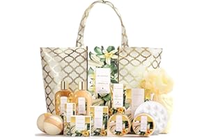 Spa Luxetique Spa Gifts Set for Women, Gift Baskets for Women, Mom Gifts Cadeau Femme 15pc Vanilla Bath Gift Set, Home Spa To