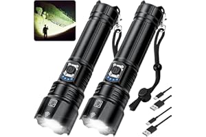 Rechargeable Flashlights 990,000 High Lumens, 2 Pack Super Bright Powerful Flashlight with 5 Modes, 12H Long Runtime & IPX6 W
