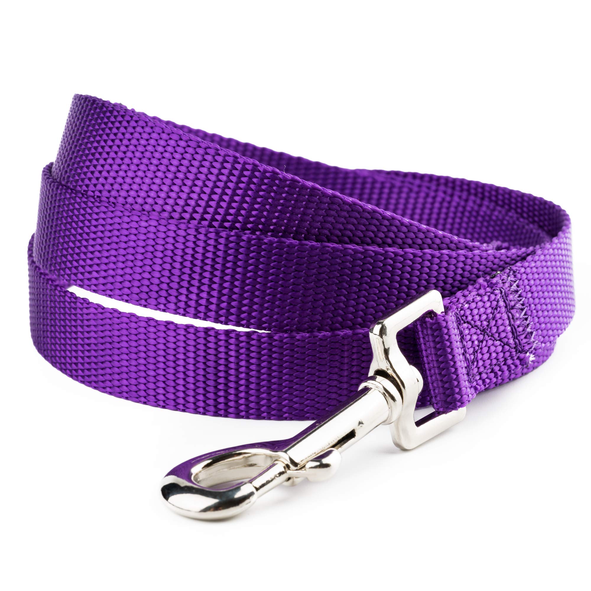 YUDOTE Nylon Dog Leads,Easy to Clean,Soft Lightweight Leash for Daily Walk with Puppies and Small Breeds, 1.5cm Wide 120cm Long, Vibrant Purple