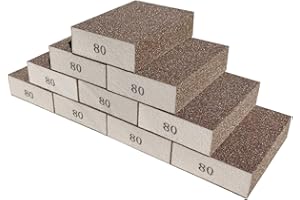 Sackorange 10 Pack 80 Grit Sanding Sponge, Washable and Reusable Sanding Blocks Great for Pot, Pan, Glass, Wood, Metal Sanding