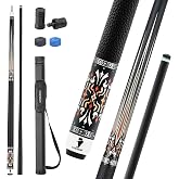 CUESSIR Carbon Fiber Pool Cue Stick with Case,58inch Low Deflection | 2pieces Professional Cue Stick for Billiards, Pro Taper Carbon Fibre Shaft with Genuine Leather Wrap and 12.5mm Tip