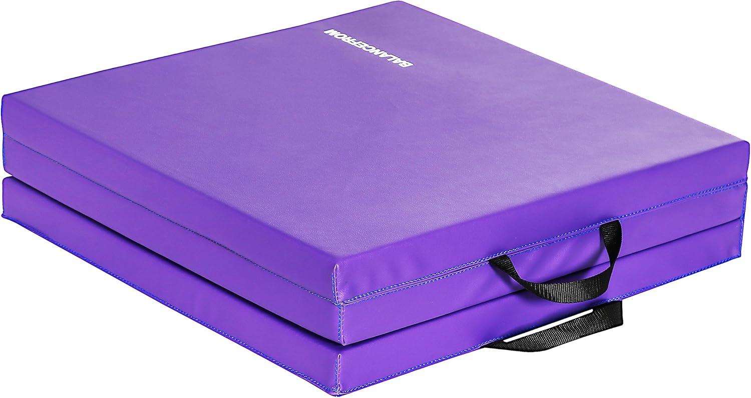 BalanceFrom 2" Thick Tri-Fold Folding Exercise Mat with Carrying Handles for MMA, Gymnastics and Home Gym Protective Flooring (Purple) : Sports & Outdoors