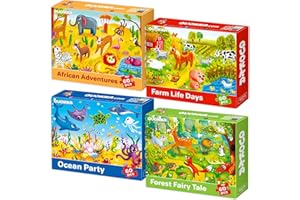 Quokka Jigsaw Puzzles for Kids Ages 3-5 – 4 x 60 Pieces Floor Puzzle Game for Toddlers 4-8 yo – Preschool Toys Learning Farm,