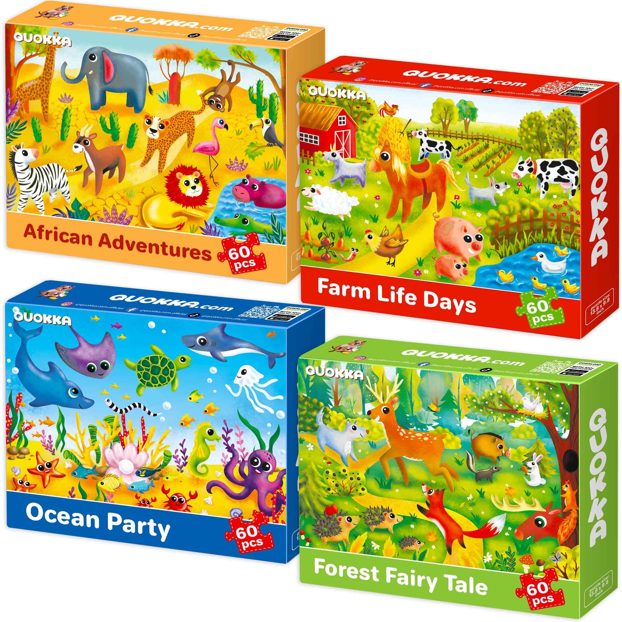 Photo 1 of QUOKKA Puzzles for Kids Ages 4-6 - Set of 4x60 Jigsaw Puzzles for Toddlers 3-5 - Animals Toys for Children 6-8 yo - Gift Educational Game for Boys & Girls
