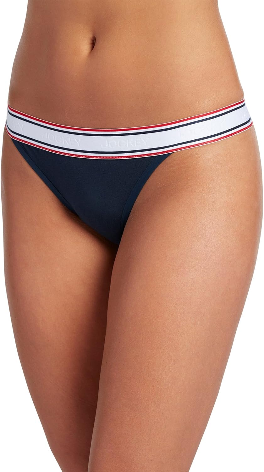 Jockey Women's Underwear Retro Stripe Thong, Really Navy