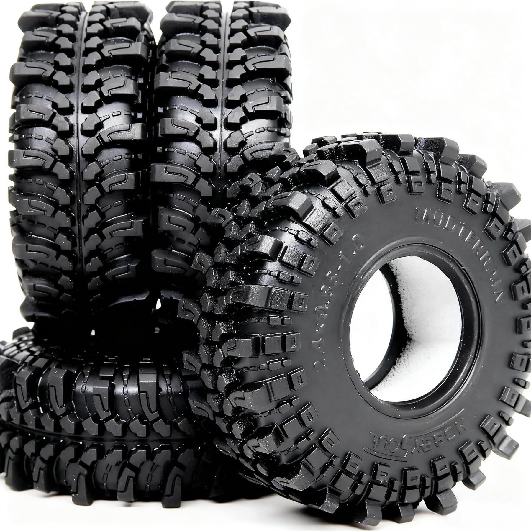 Photo 1 of HOBBYSOUL 1.0 Crawler Tires 61 * 22.4mm Super Soft Sticky Mud Tyre for RC 1/18 TRX4M 1/24 AX24 SCX24 FCX24 Upgrades
