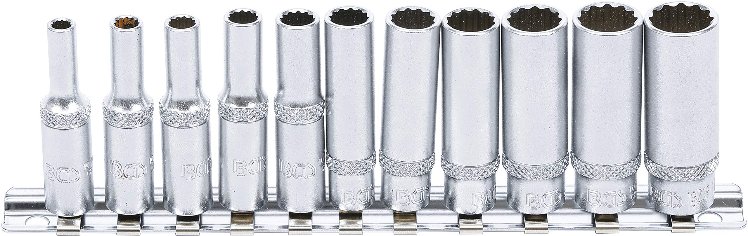 BGS 5251 | Socket Set, 12-point, deep | 6.3 mm (1/4") Drive | 4 - 13 mm | 11 pcs.