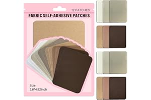 HAZARA Premium Quality Fabric Self Adhesive Patches Tape 12 Pieces sive 3.8x4.92 inch, Durable Fabric Couch Repair Kits for Furniture, Sofa, Car Seats, Clothing, Jackets,Khaki、Camel、Brown、Coffee