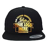 Custom Hat. 6089M Classic Snapback. Embroidered. Place Your Own Design or Company Logo (Black)