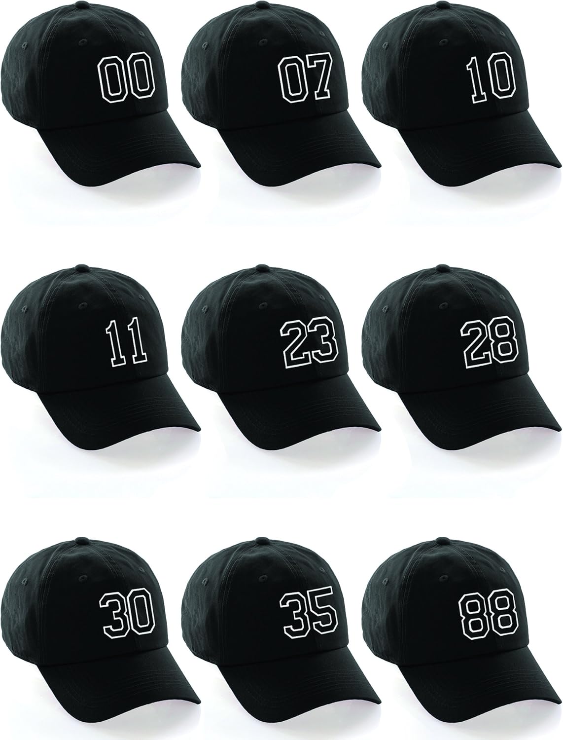 baseball hats with numbers