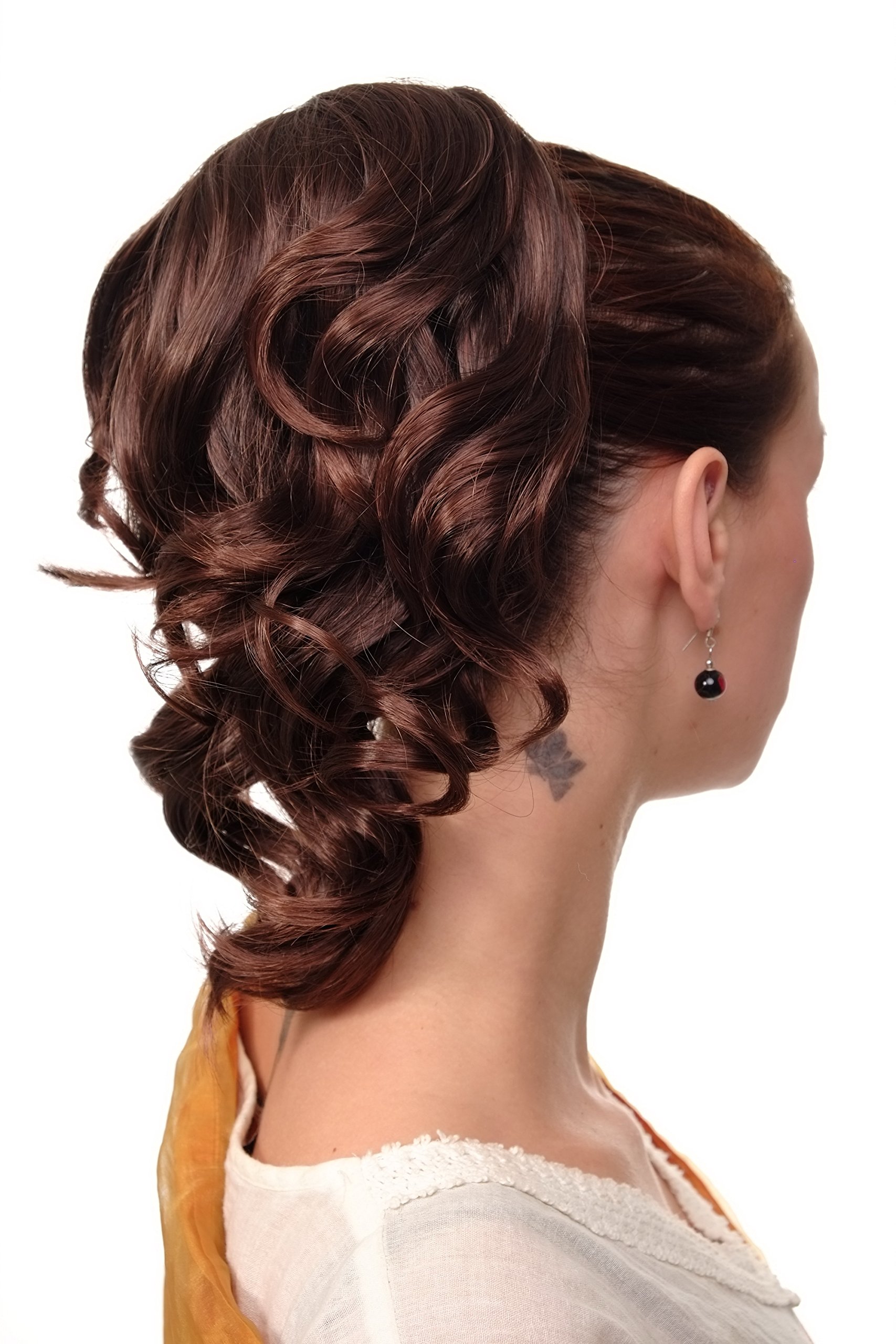 WIG ME UP - JL-3023-4T33 Hairpiece ponytail with comb and elastic draw string short wavy voluminous mahogany brown mix 14inch