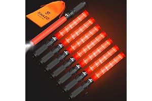 SIMAZO 8 Pack Traffic Wand, 21 Inch Traffic Control Wand with White LED on Top, Traffic Safety Signal Baton with 3 Flashing Modes for Parking Guides, Car Directing, Air Marshalling