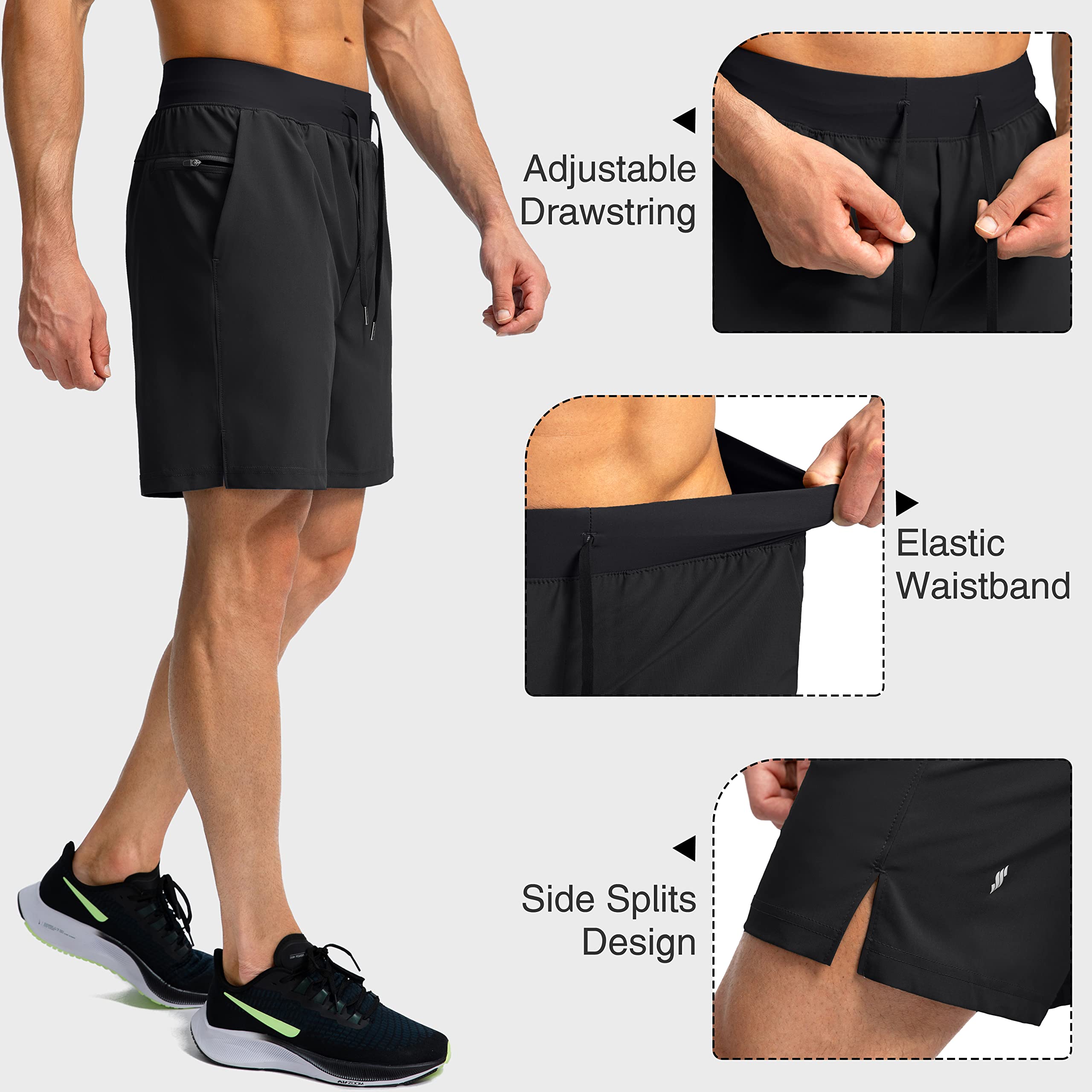 Men's Running Shorts with Zipper Pockets 7