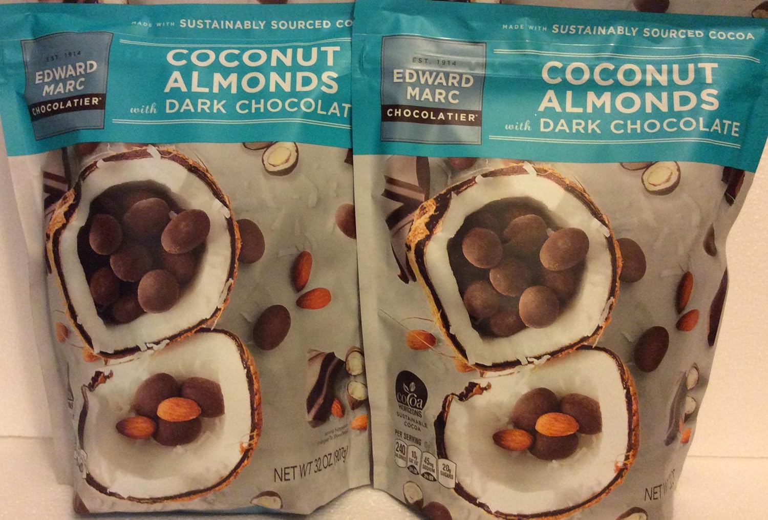 Edward Marc ( 2 PACK ) Dark Chocolate Coconut Almonds, 32