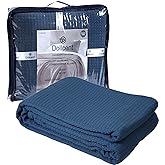 DOLLCENT 100% Cotton California King Size Blanket For Bed, Premium Combed Lightweight Blankets, Washed Breathable Cozy Bed Throw Blanket, Navy Cal King Cotton Blankets For All Season: Navy (102"x108")