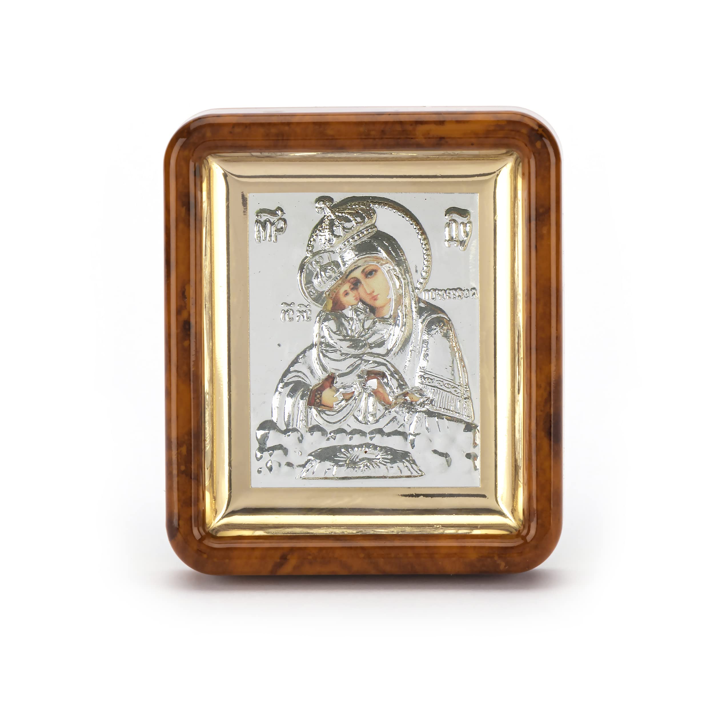 NKlaus 11065 Mother of God Von Pochaev Icon in Frame with Plexiglass 7 x 6 cm Christian