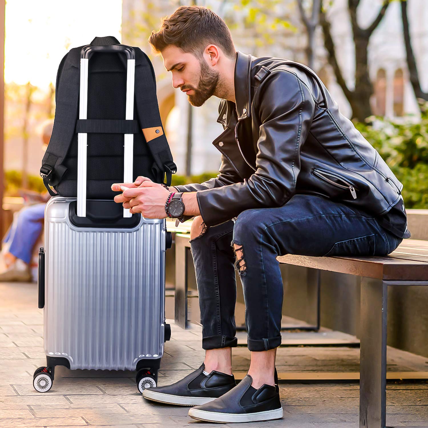 Computer Backpack,Travel Laptop Backpack with Lock Anti Theft Durable, Water Resistant College Students Lightweight Slim Computer Bag for Women/Men Fits 15.6 Inch Laptop and Notebook, Black