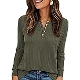 PRETTYGARDEN Women's Long Sleeve Henley Shirts 2026 Spring Casual Ribbed Tunic Tops Lightweight Sweaters Fashion Clothing