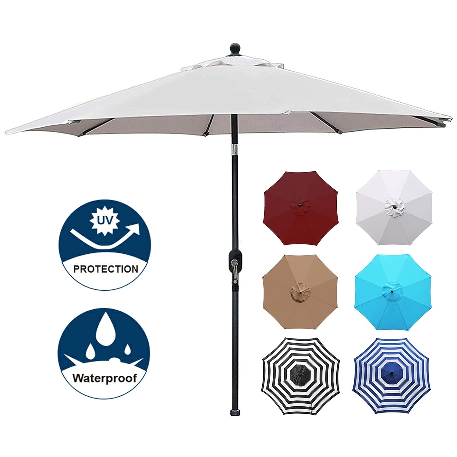 Striped Patio Umbrella Blue White Stripe Market Striped Umbrella With Push Button Tilt And Crank Blissun 9 Outdoor Aluminum Patio Umbrella Umbrellas