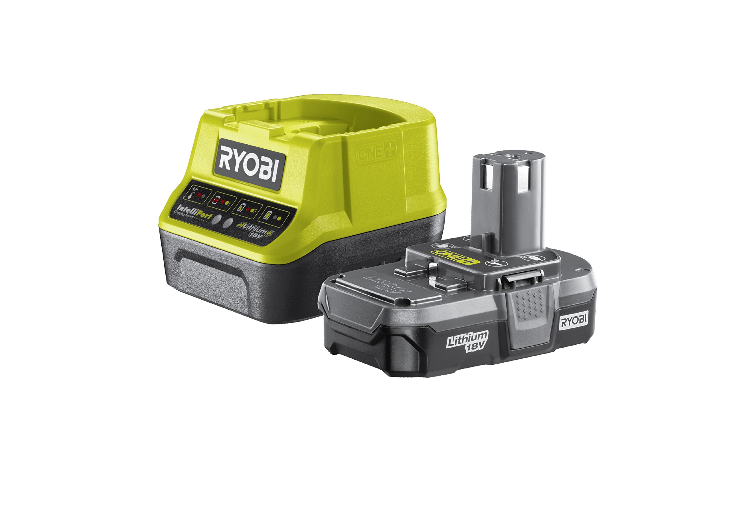 Ryobi RC18120-113 18V ONE+ Lithium 1.3Ah Battery & Charger Hyper Green