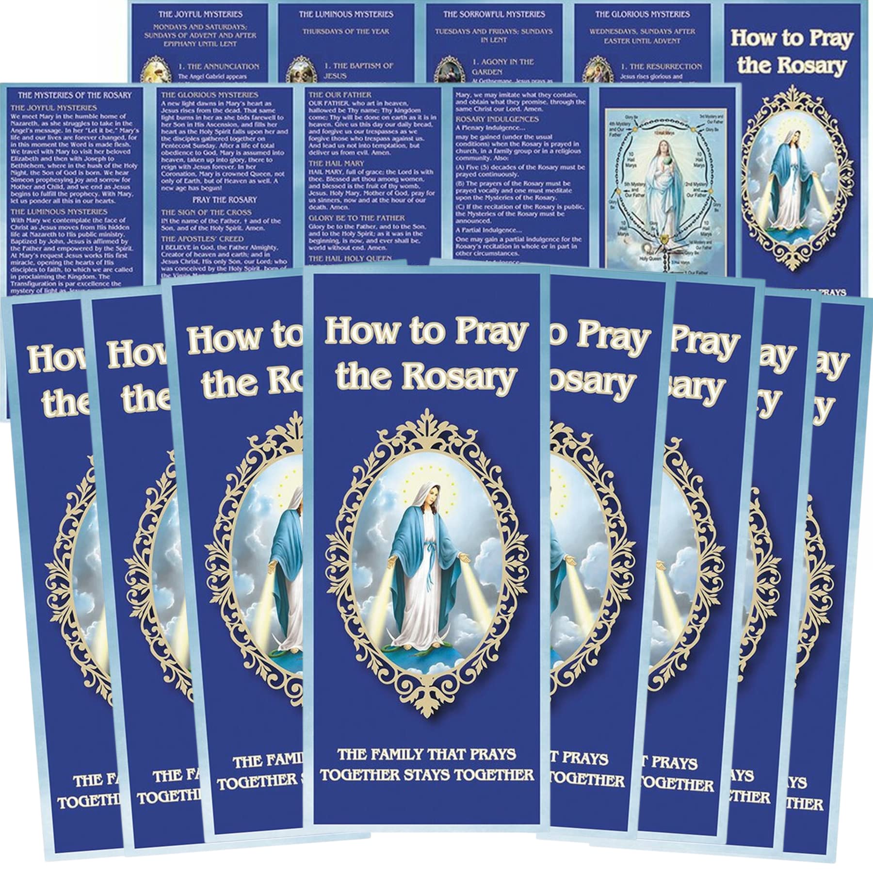 Needzo How to Pray The Rosary Pamphlet, Paper Booklet for Beginners, Sunday School Learning, Pack of 10 (3 3/4" W x 8 3/4" H)