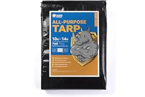 GUARD SHIELD Black Tarp Waterproof 10x14 Feet Medium Duty All Purpose Poly Tarps Cover 7mil
