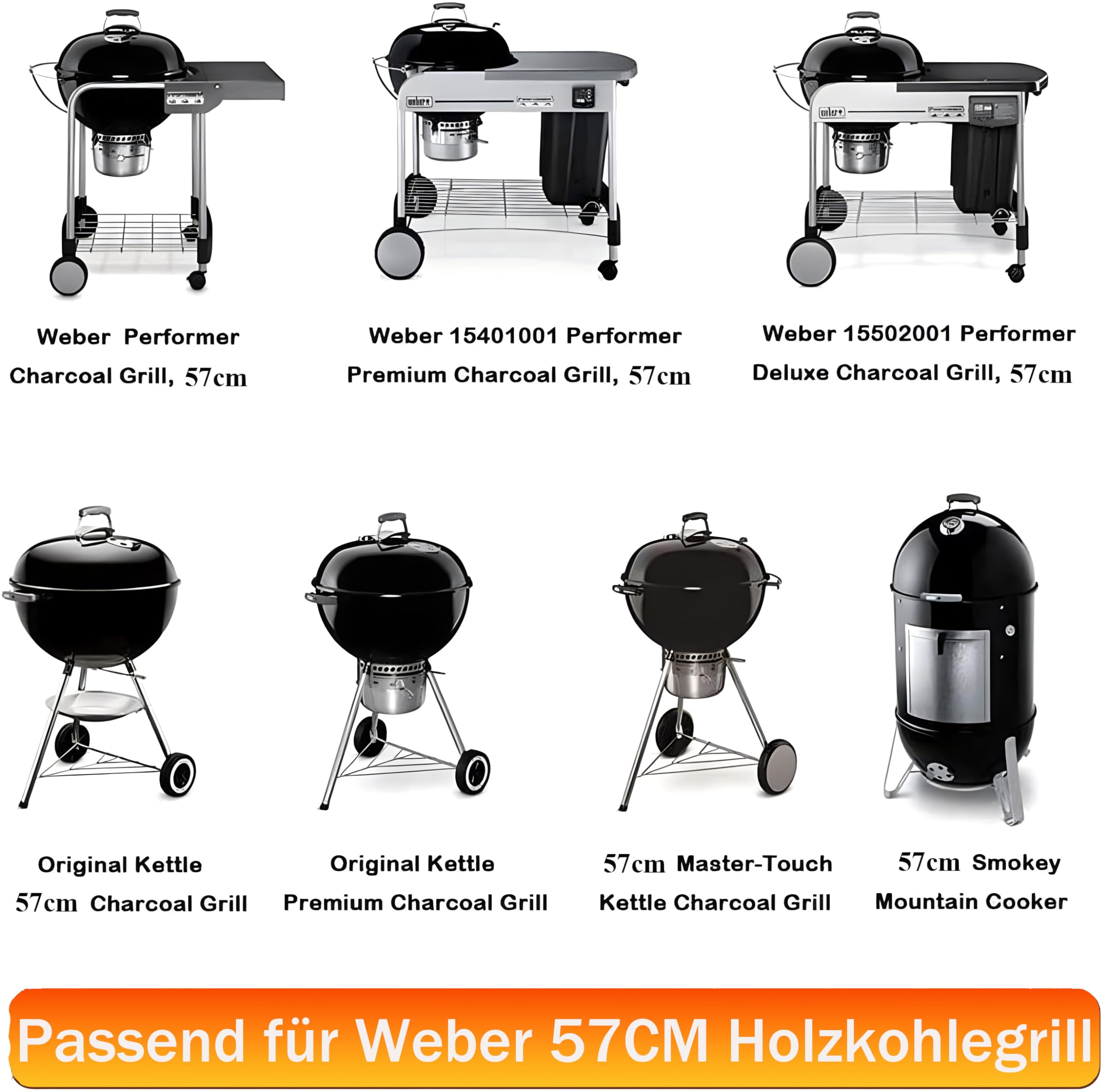 7436 54,6CM Rund Grillrost Klappbarem für Weber 57CM Holzkohlegrills,Grillrostersatzteil für Weber One-Touch Wasserkocher PCH835, Gourmet System,Bar-B-Kettle,Master-Touch,Smokey Mountain Cooker Smoker 3