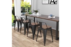 Yongchuang 18" Bar Stools Set of 4 Metal Stackable Short Stools for Classroom Kitchen Dining Stool Chairs with Wood Top Low Back