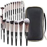 Makeup Brushes, 18 Pcs Professional Premium Synthetic Makeup Brush Set with Case, Foundation Kabuki Eye Travel Make up Brushes sets (Black Gold)