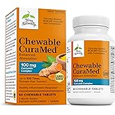Terry Naturally CuraMed 100 mg Curcumin Complex - Enhanced Absorption Curcumin Supplement with Turmeric - Brain & Liver Health Support Supplement - Vegan Dietary Supplement - 60 Chewable Tablets